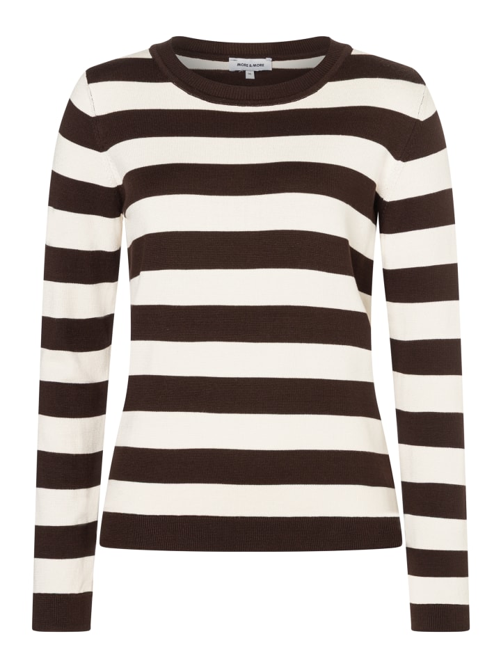 

More & More Полосатый свитер тонкой вязки коричнево-бежевого цвета