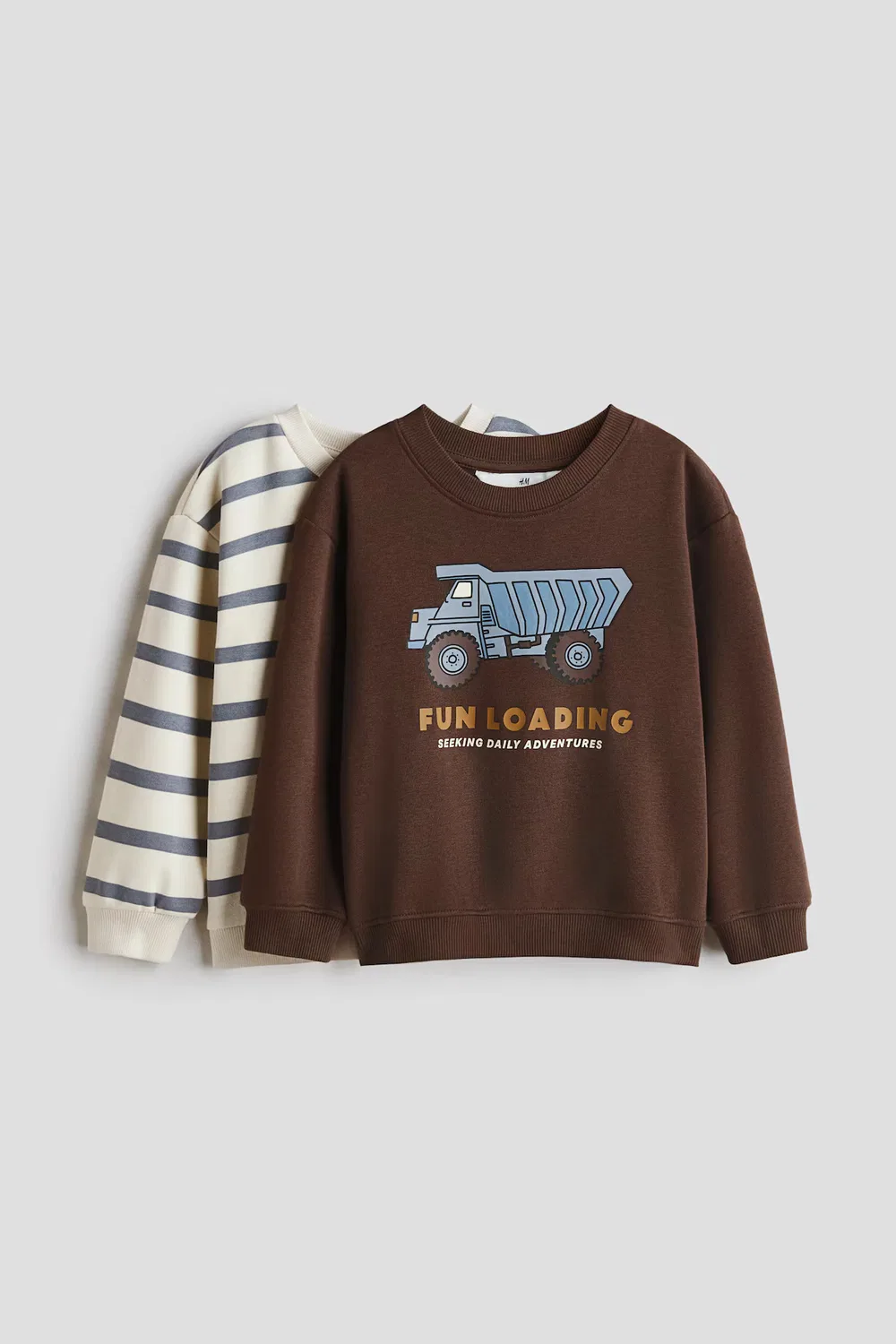 Комплект из 2 толстовок с принтом H&M, Dunkelbraun/Fun Loading