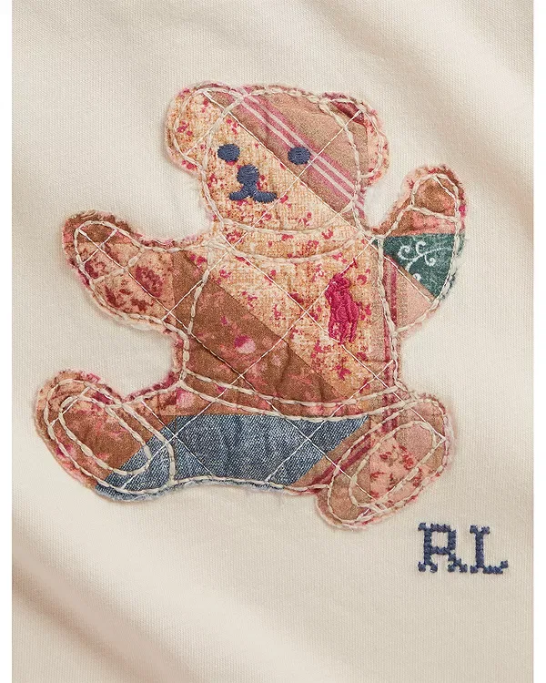 Детское платье для девочек с принтом Patchwork Bear Ralph Lauren, бежевый — фото 3