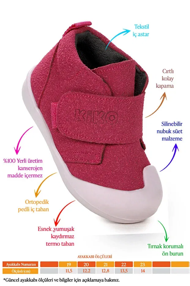 Детские ботинки для девочек с липучкой Winnie first step Kiko Kids, Fuchsia — фото 2