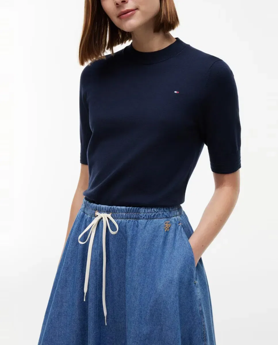 Женская юбка-миди из тенселя с эластичным поясом Tommy Hilfiger, Azul — фото 3