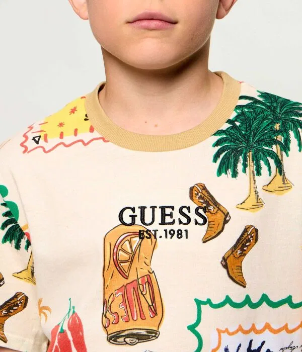 Детская футболка с принтом Classic Fit Guess, мультиколор — фото 4
