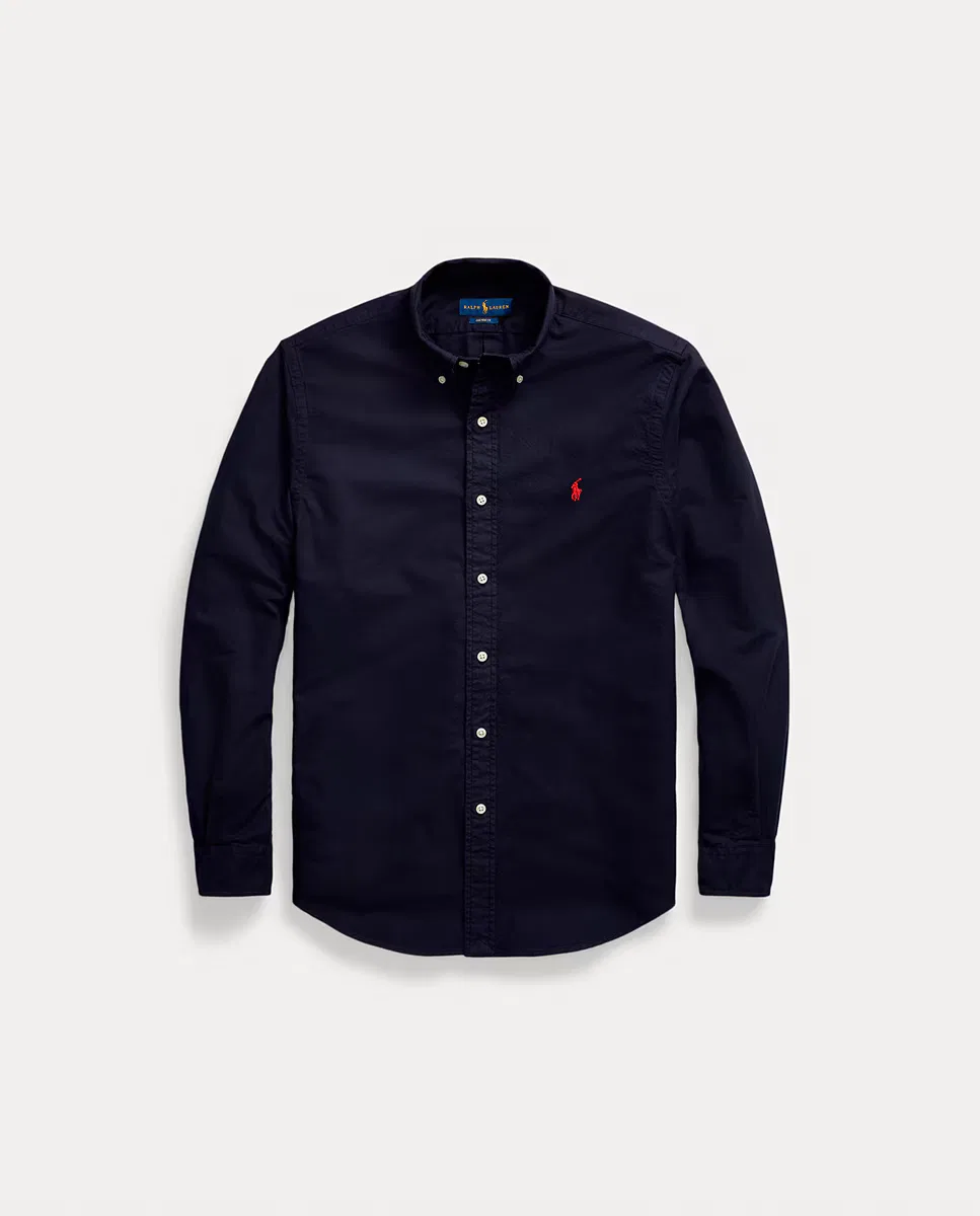 Мужская рубашка, Oxford Teñida Prenda Blanco/Azul Marino, Polo Ralph Lauren, темно-синий — фото 4