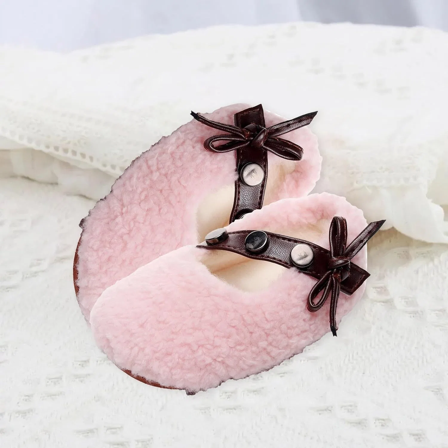 Детские зимние ботинки для девочек с мехом, Pink — фото 2