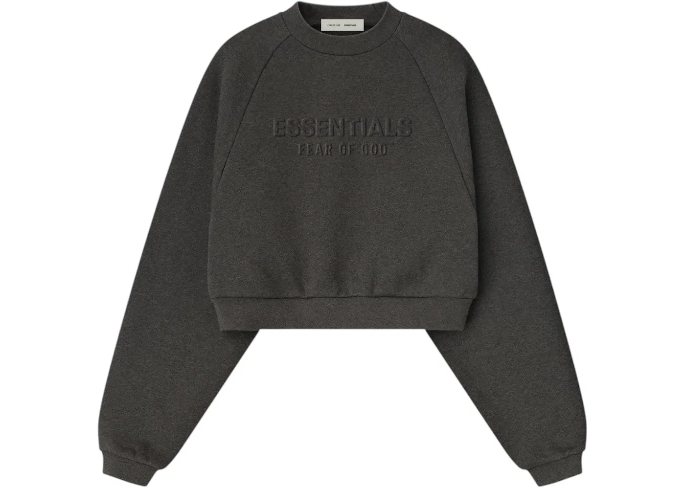 Женский свитшот с длинным рукавом Fear of God Essentials Embossed 90's Raglan Crewneck Sweatshirt, Charcoal Heather