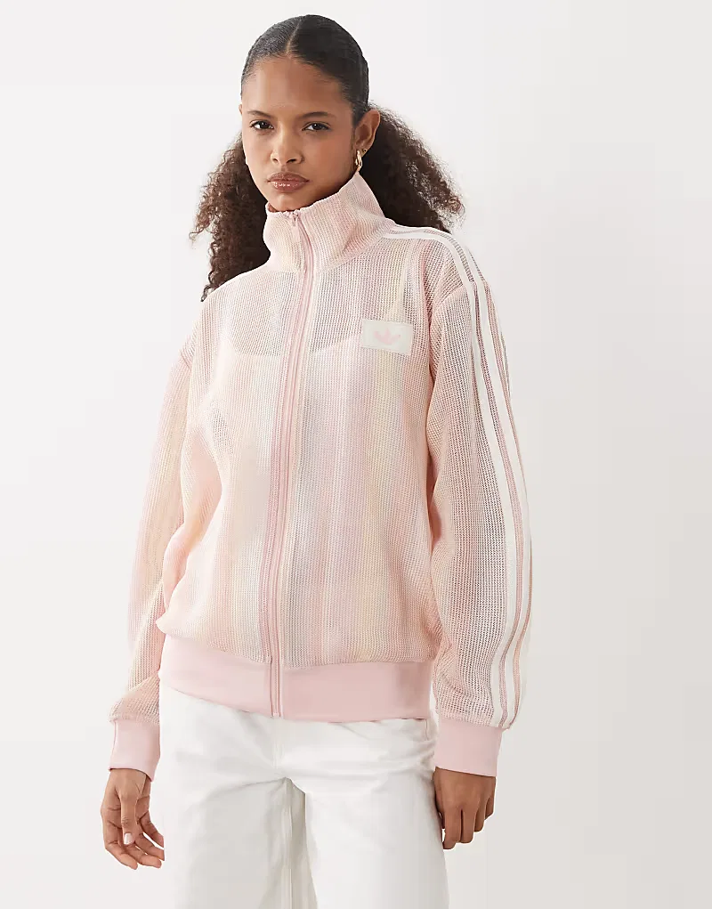Вязаная спортивная куртка Adidas Originals Firebird песочно-розовый — фото 3