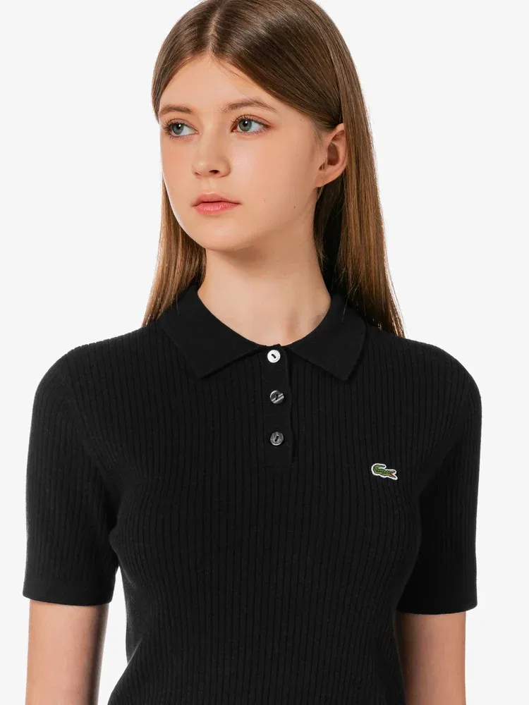 Футболка поло LACOSTE Black из рибаны — фото 2