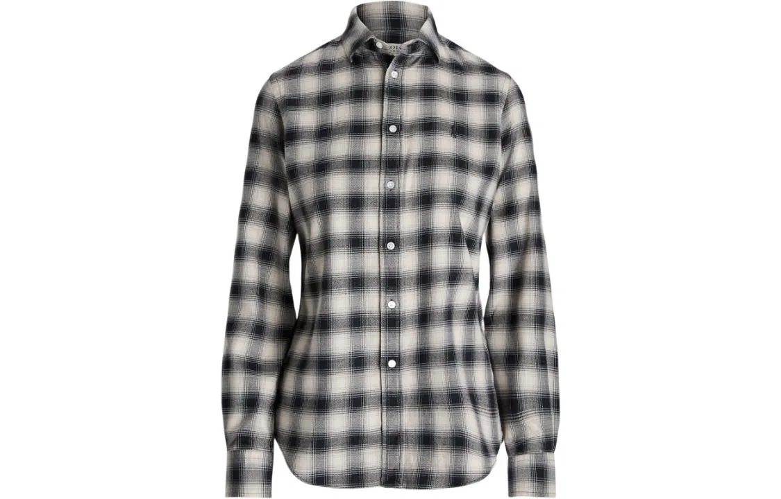 Женская рубашка-поло с длинным рукавом Polo Ralph Lauren, Black White Multicolor
