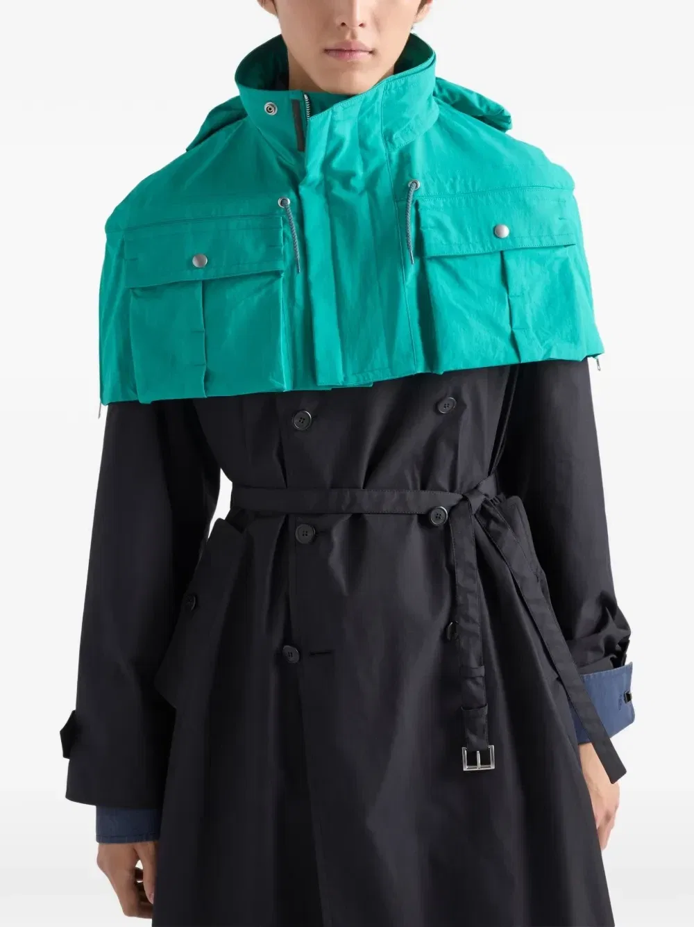 Пальто из смесового хлопка Prada, синий — фото 4