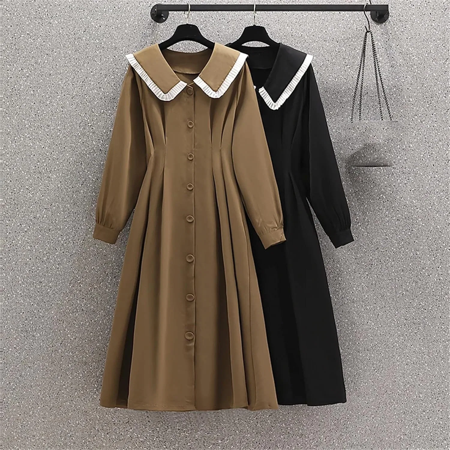 Женское винтажное шифоновое платье макси с запахом, Khaki — фото 3