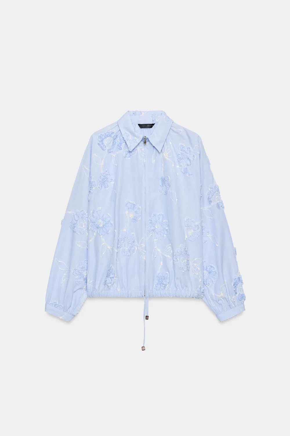 Рубашка с текстурированной цветочной вышивкой ZARA, Blue/White — фото 3