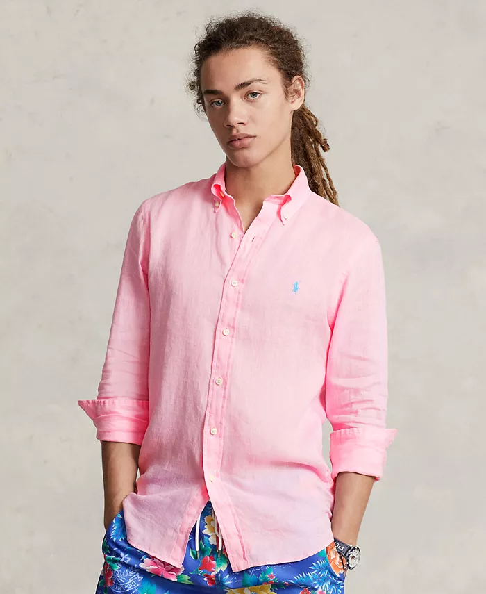 

Мужская классическая льняная рубашка Polo Ralph Lauren, розовый