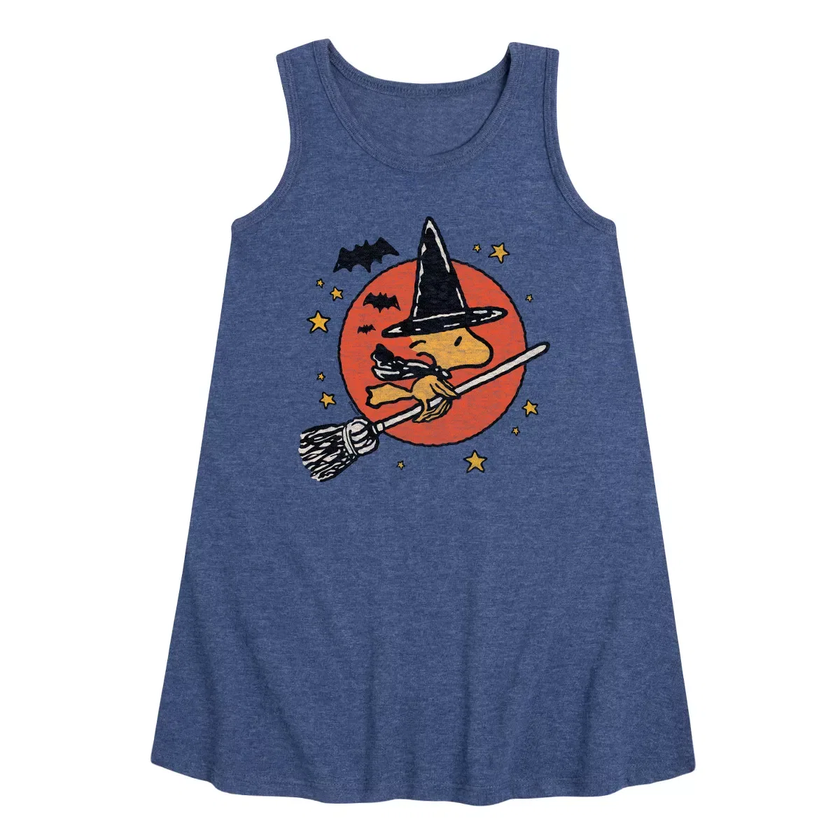 Детское платье-трапеция для девочек без рукавов Woodstock Witch Peanuts, Heather Navy