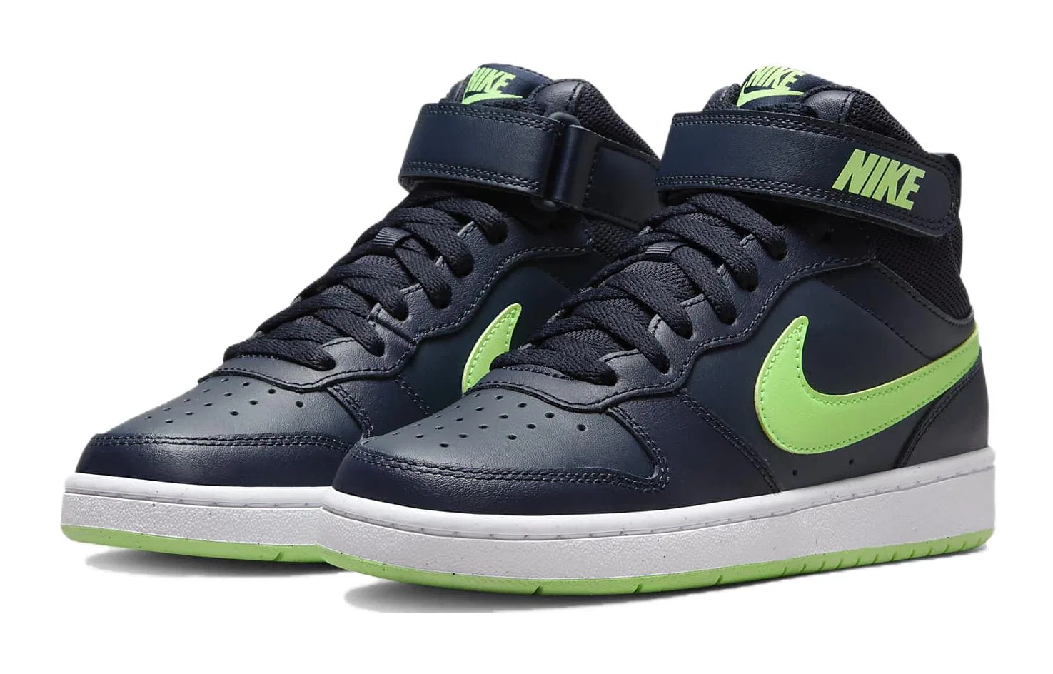 Детские кеды для скейтбординга с кроссовками Court Borough Mid 2 GS, Nike, Black Green — фото 4