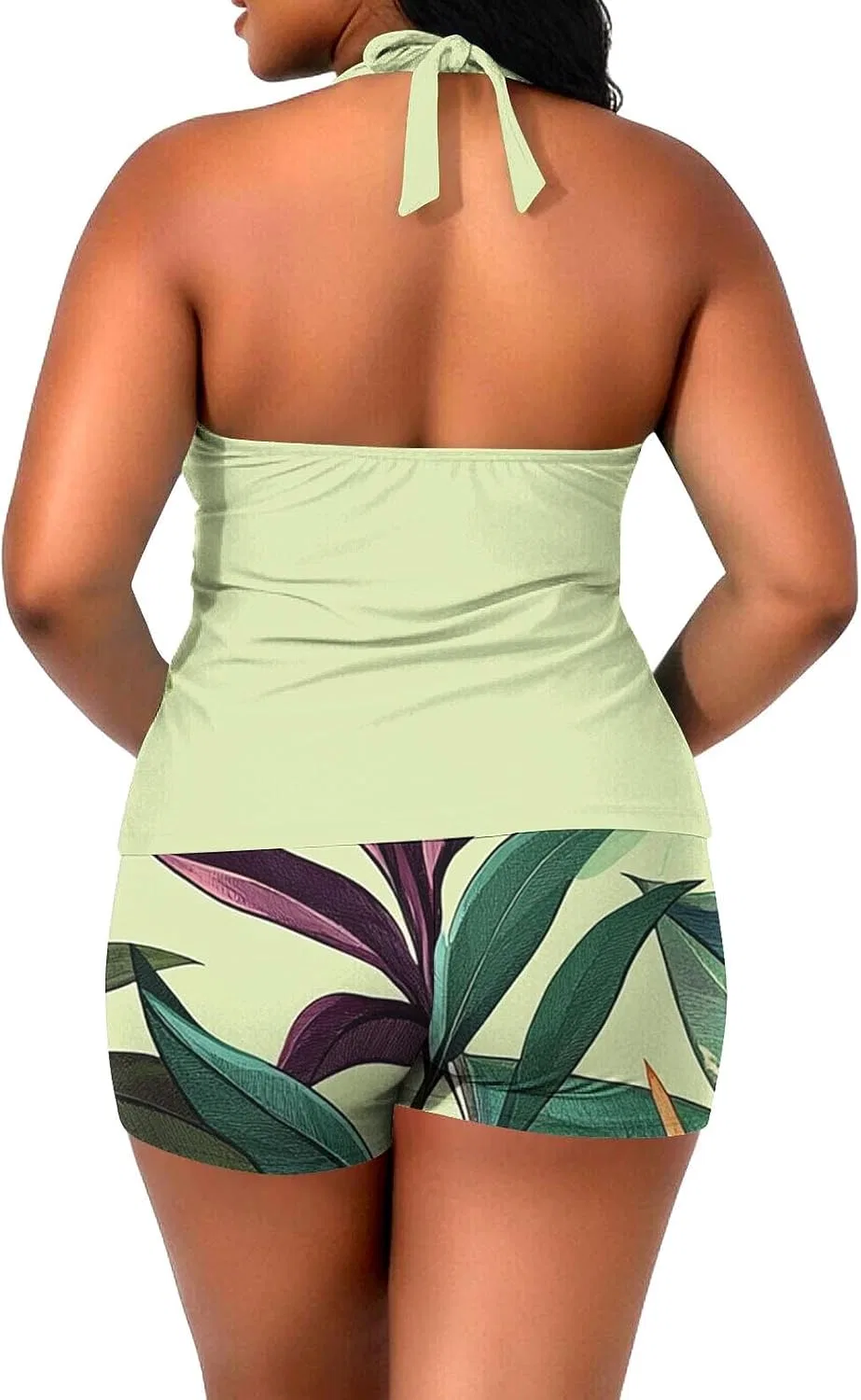 Женский купальный костюм с V-образным вырезом Tankini, Green — фото 3