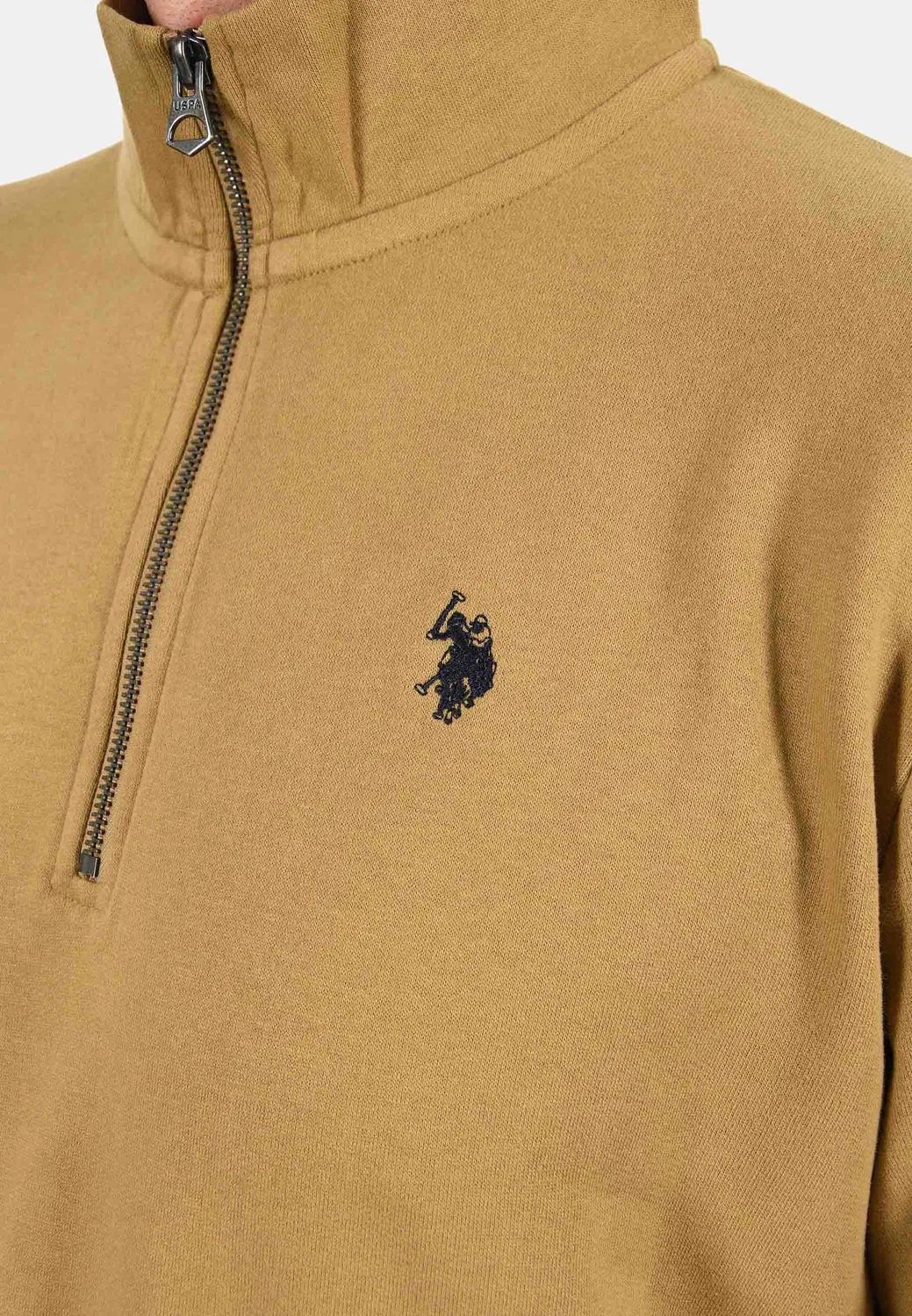 Мужской джемпер полузастежка U.S. Polo Assn., Beige — фото 4