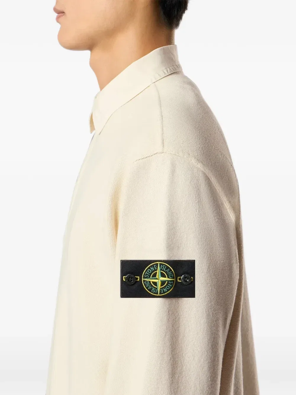 Хлопковый свитшот с ворником-поло Stone Island, бежевый — фото 4