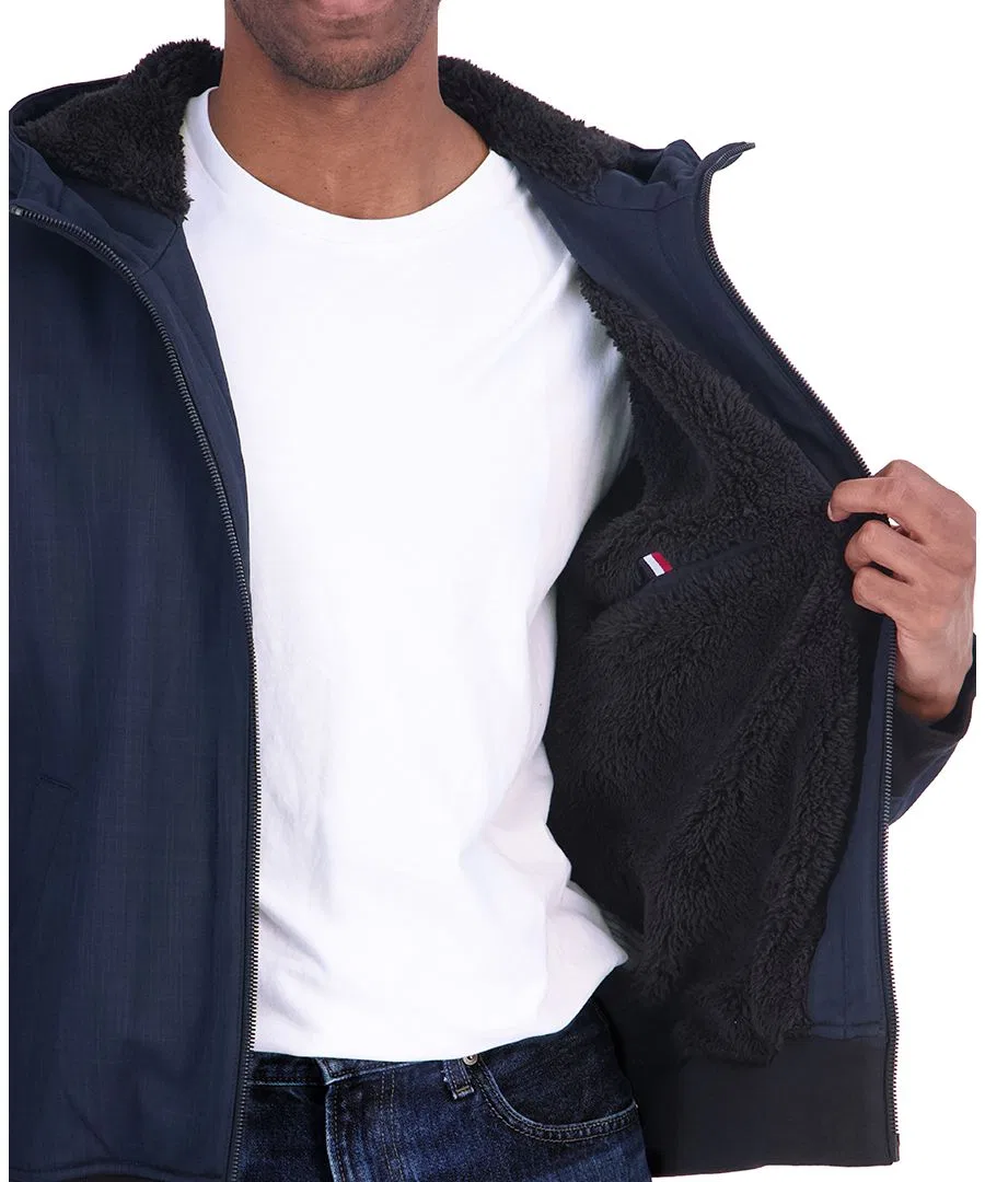 Куртка-бомбер из софтшелла на флисовой подкладке, модель с капюшоном Tommy Hilfiger, Midnight Navy Heather — фото 4