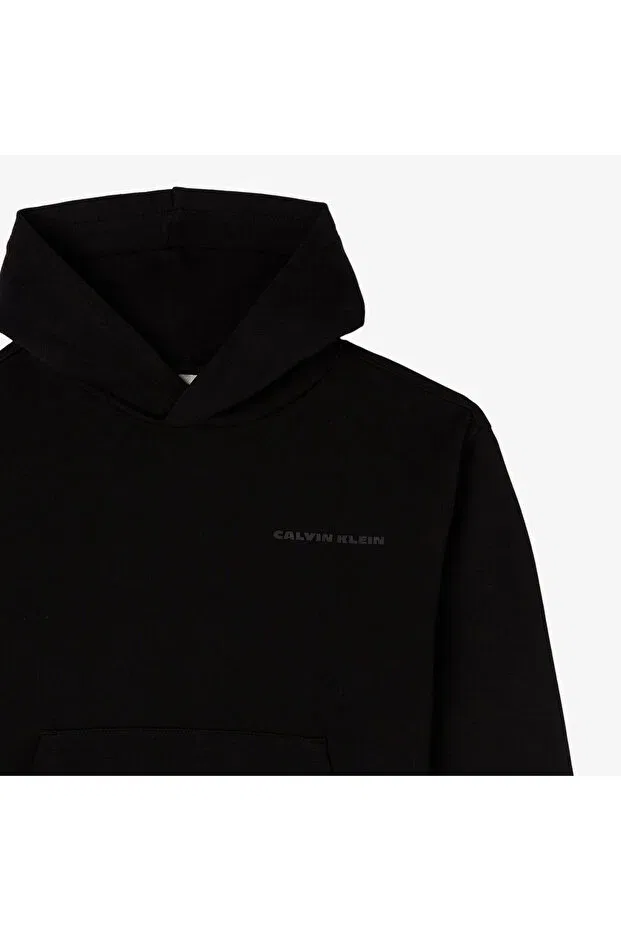 Детские свитшот для девочек хлопковый Relaxed back kids black sweatshirt Calvin Klein, Black — фото 4