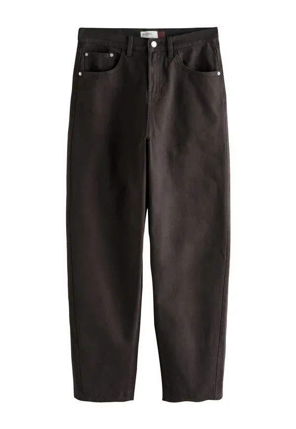 Брюки широкие из хлопка Tall fit - barrel leg jeans, Next, chocolate brown, коричневый/шоколадный