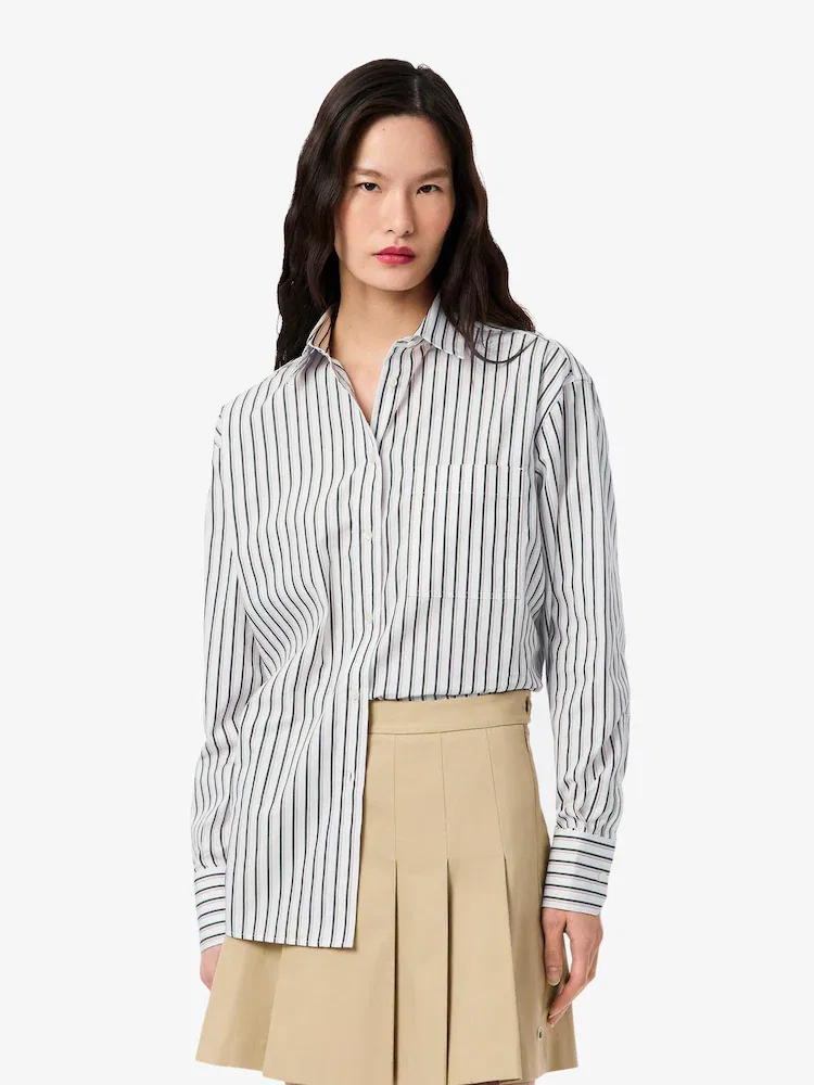 Рубашка женская оверсайз LACOSTE CF0215-55N, поплин, белая