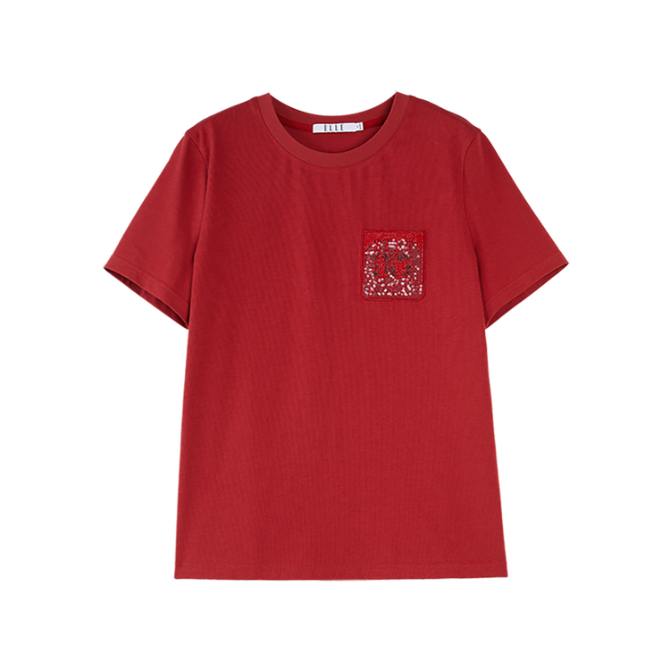 

ELLE Футболка Women's Red Crew Neck Moderate, Красный, ELLE Футболка Women's Red Crew Neck Moderate