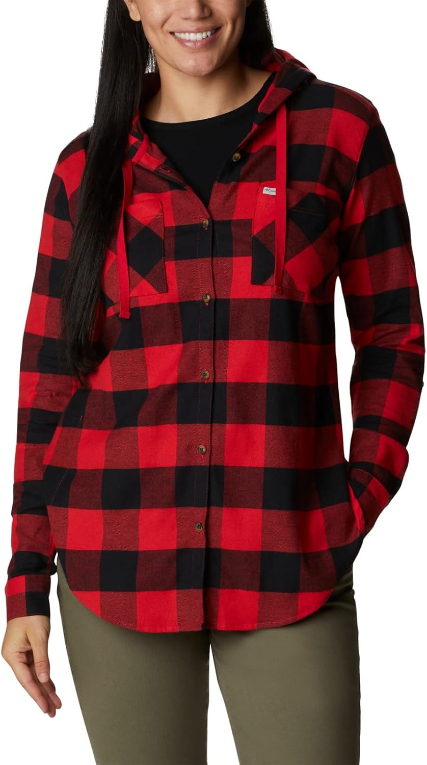 

Толстовка Columbia Women's Anytime Stretch Hooded Long Sleeve Shirt, Red Lily Buffalo Check
