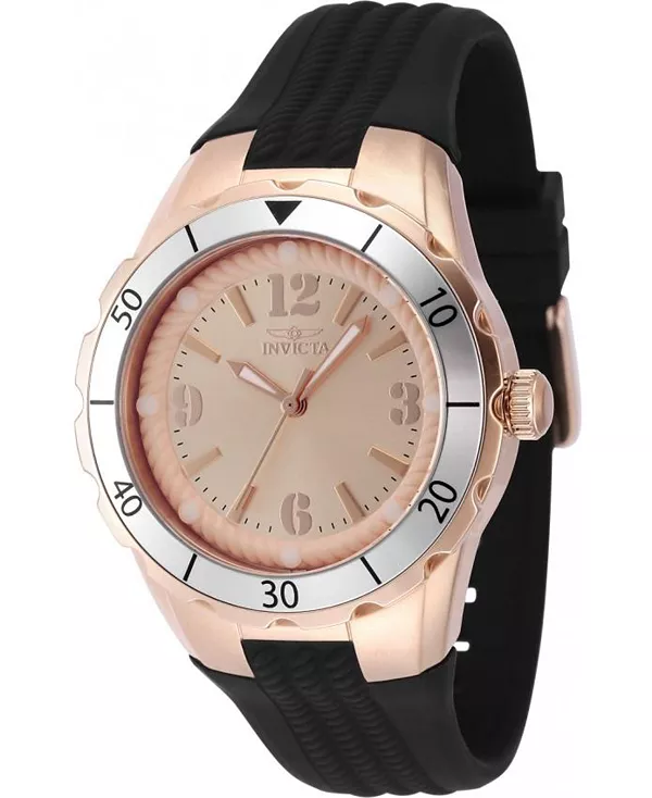 

Женские кварцевые часы Angel 48854 PC21 с циферблатом из розового золота Invicta, black