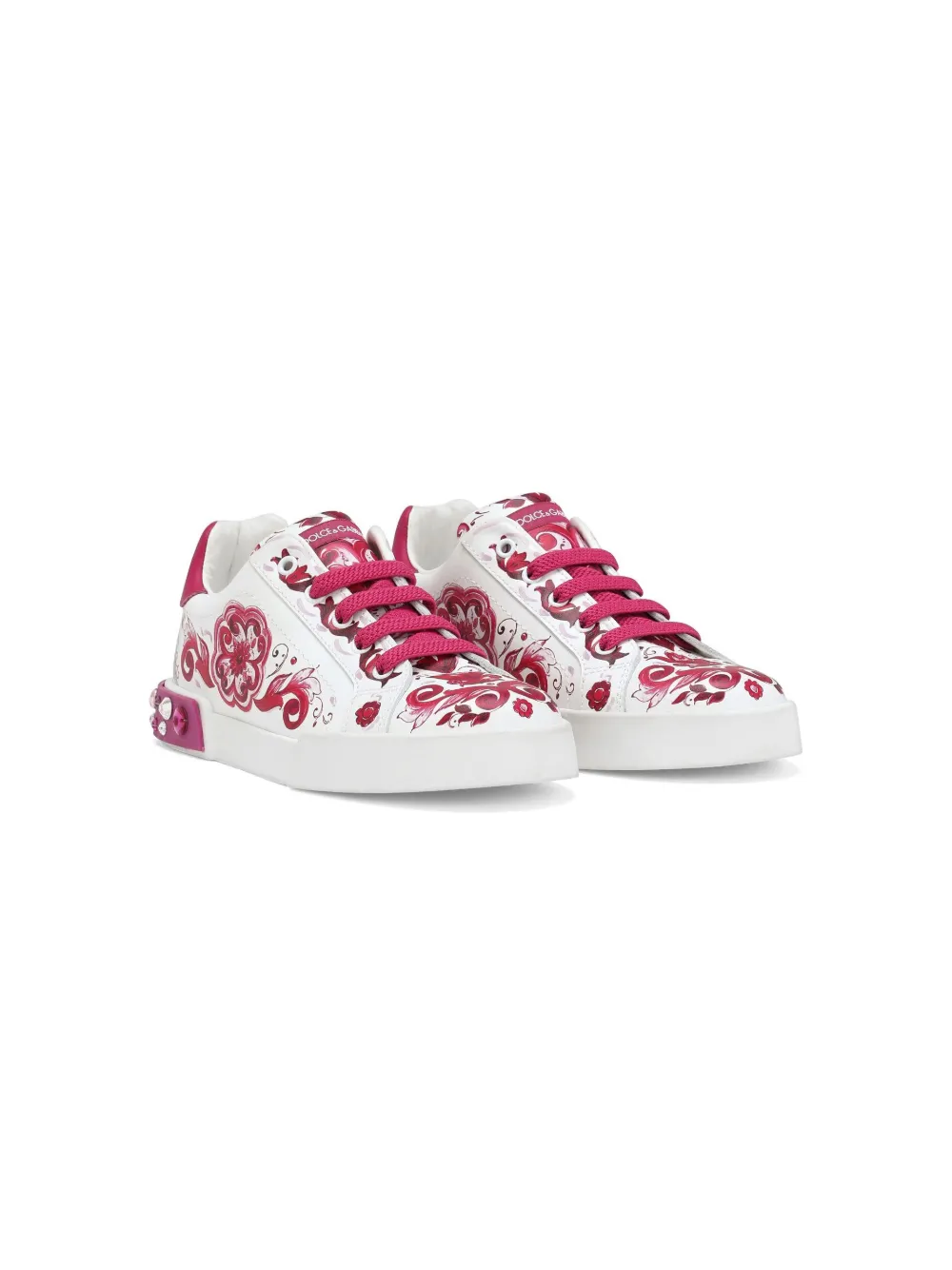 

Кеды Portofino с принтом Majolica Dolce & Gabbana Kids, белый