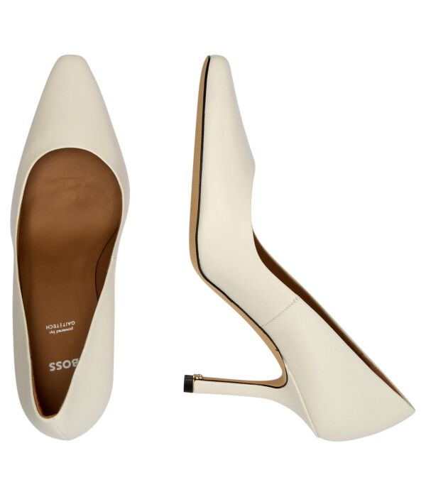 Кожаные туфли на высоком каблуке charlize_pump90_na Boss, белый — фото 4