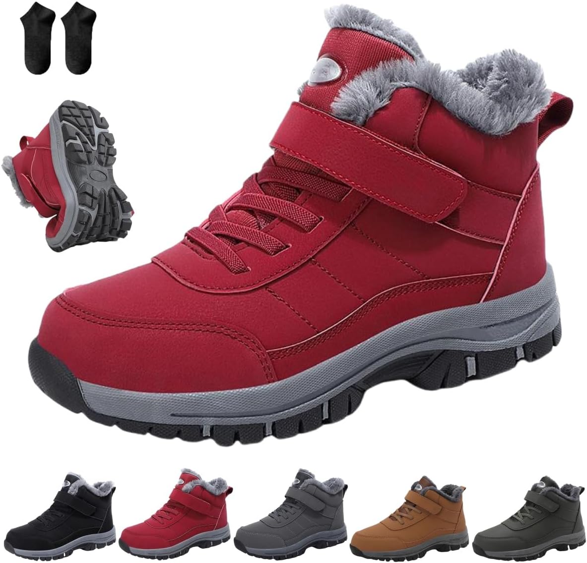 

Эргономичные зимние ботинки, амортизирующие ортопедические ботинки для альпинизма для женщин и мужчин Generic, красный