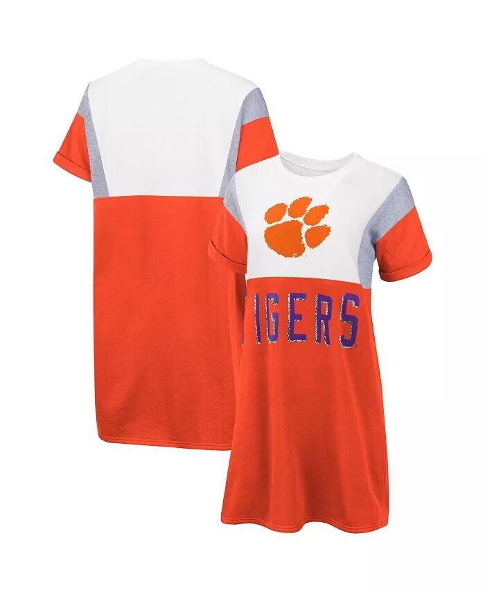 

Женское оранжево-белое платье-футболка с короткими рукавами Clemson Tigers 3rd Down G-Iii 4Her By Carl Banks