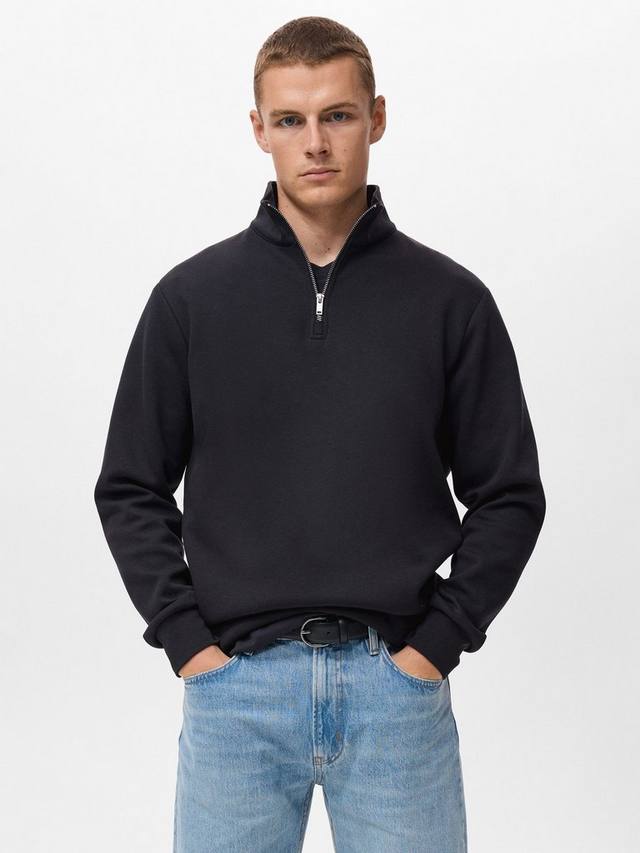 

Винни джемпер с четвертью молнии из хлопковой смеси Mango, Navy