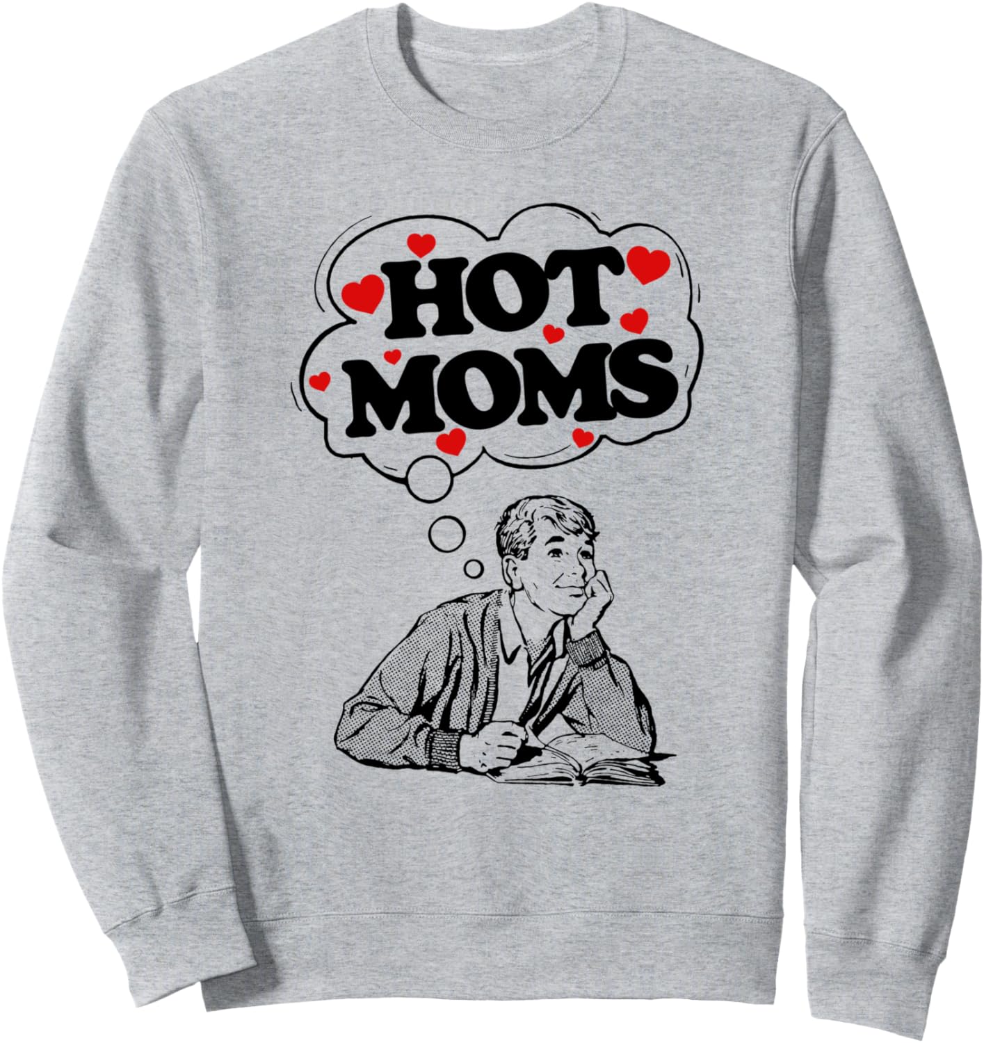 

Забавная винтажная мультяшная толстовка с надписью «Мечтаю о горячих мамочках» The Thrillmatic, серый