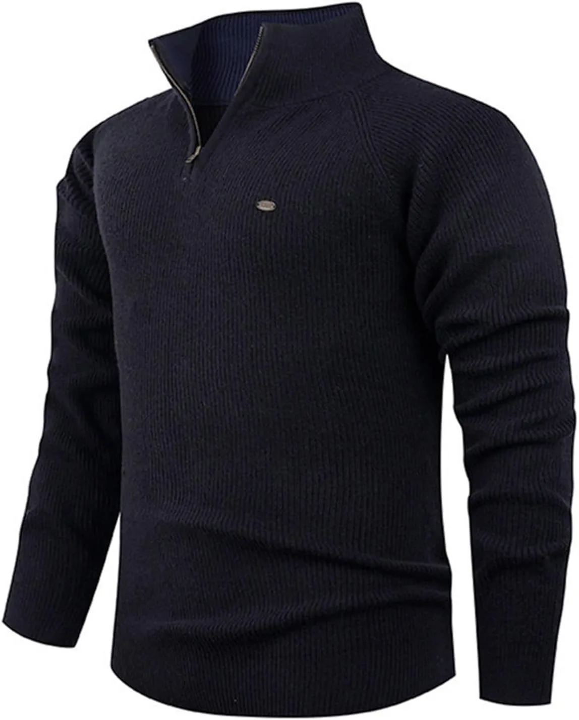 Мужской свитер с воротником стойкой, Casual, Slim Fit, легкий, с длинными рукавами реглан — фото 2