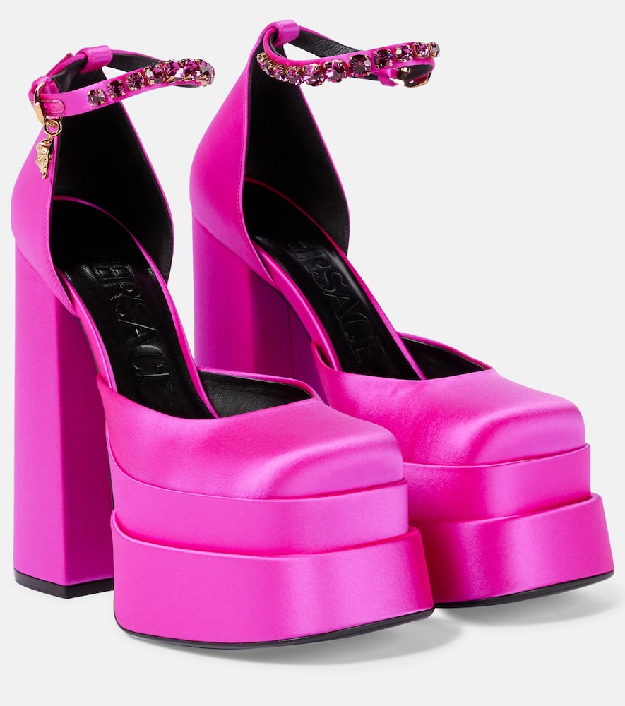 Лакированная платформа туфли на каблуке Versace, Deep Fuxia-Versace Gold