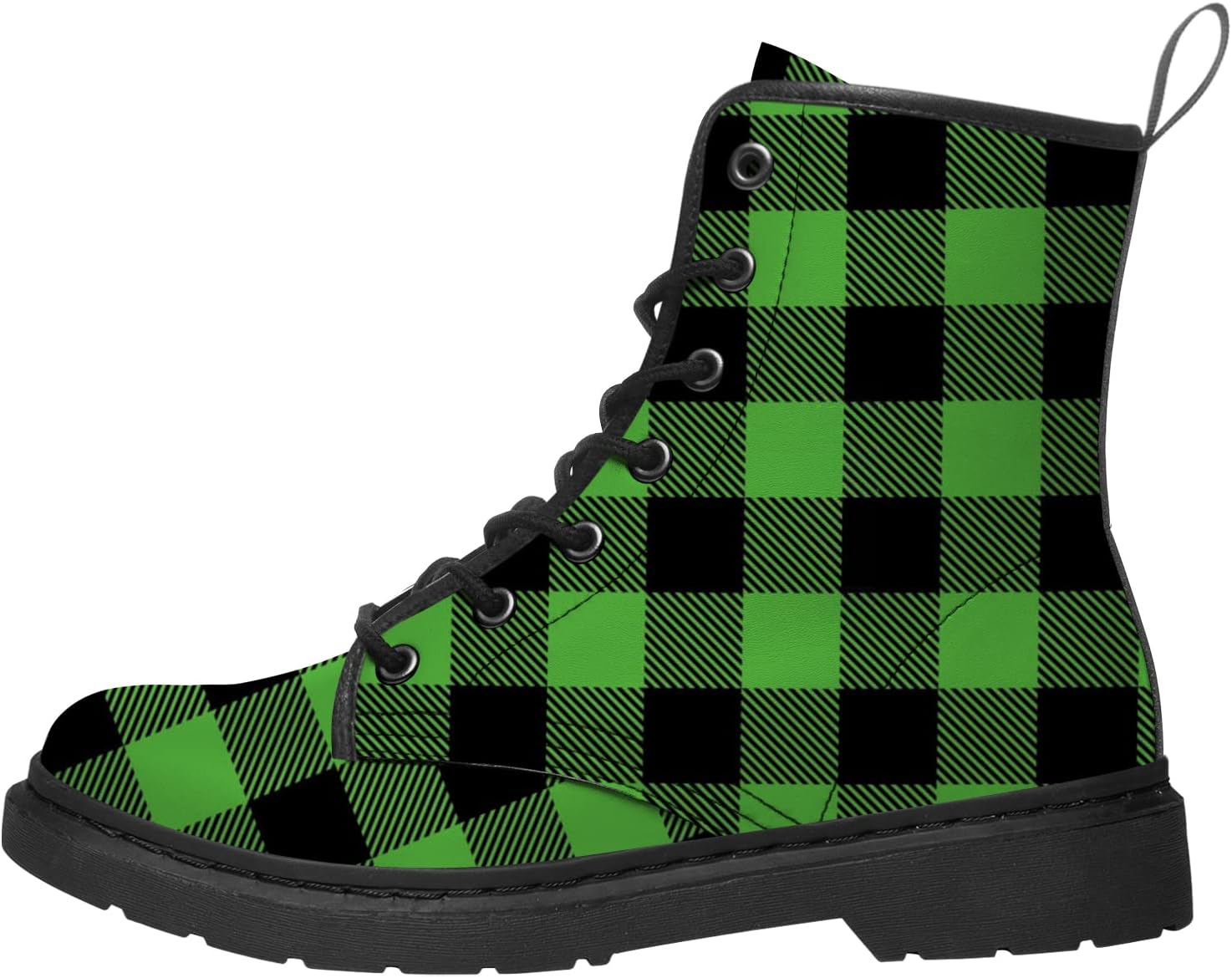 

Клетчатые ботинки для мужчин и женщин, тактические ботинки, кожаные ботинки, зимние ботинки, подарки для нее и для него Lodaden, черный/зеленый