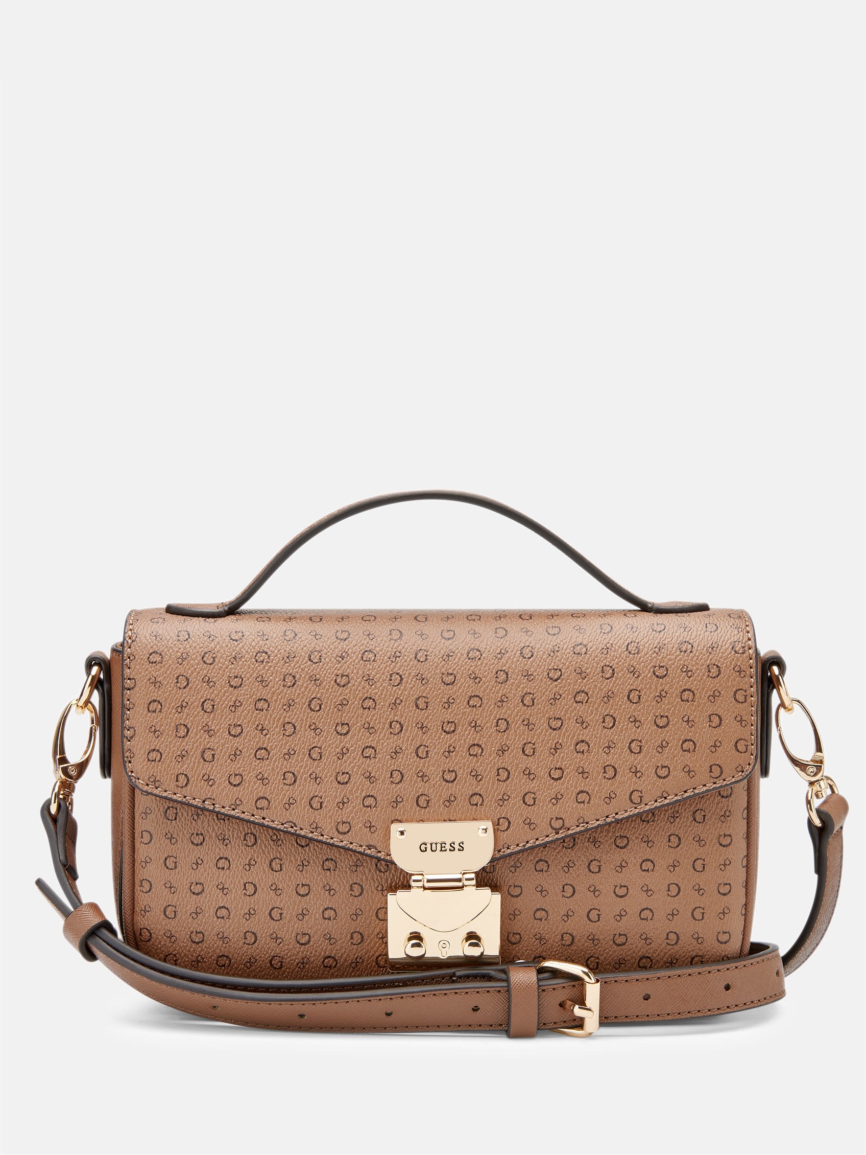 

Сумка-кроссбоди Elaina с микропринтом Guess Factory, цвет cocoa