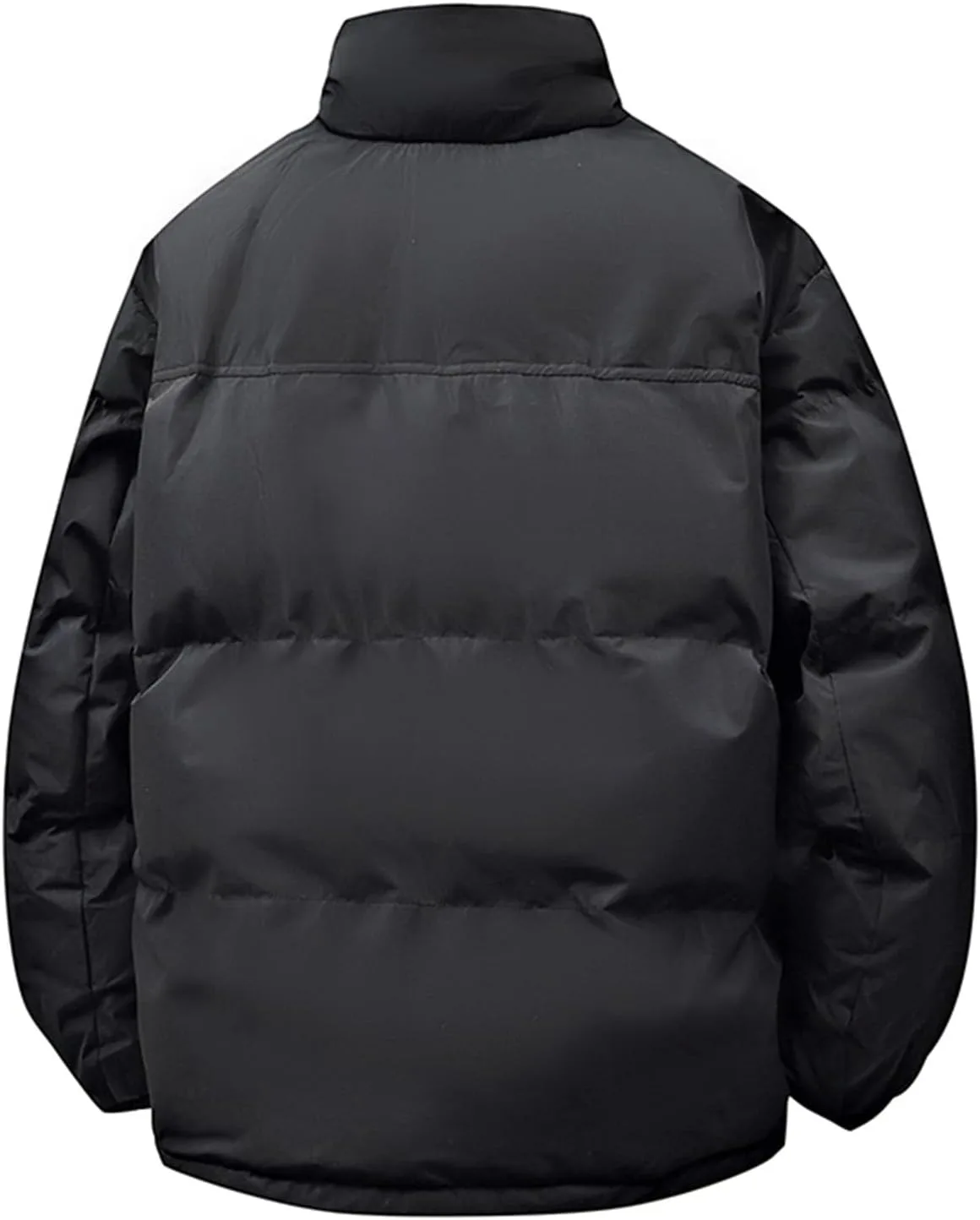 Куртка-пуховик мужская Quilted Puffer с молнией, утепленная флисом Sherpa, пуховая парка с воротником-стойкой, утолщенная зимняя верхняя одежда с карманами Generic, черный — фото 4
