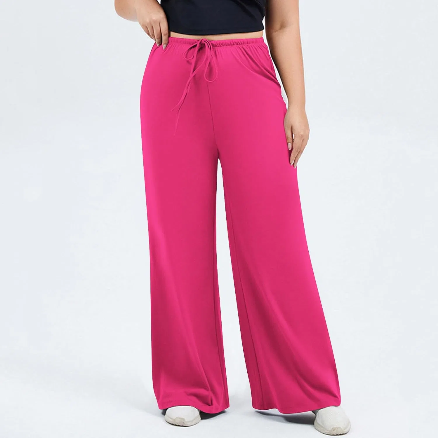 Спортивные брюки женские с широкими штанинами, Hot Pink — фото 4