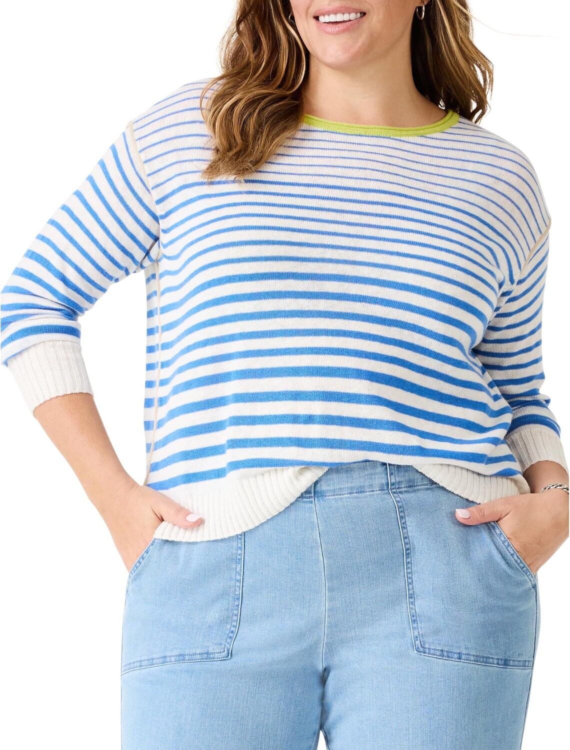 

Свитер NIC+ZOE Plus Size Striped Up Supersoft Sweater, цвет Blue Multi