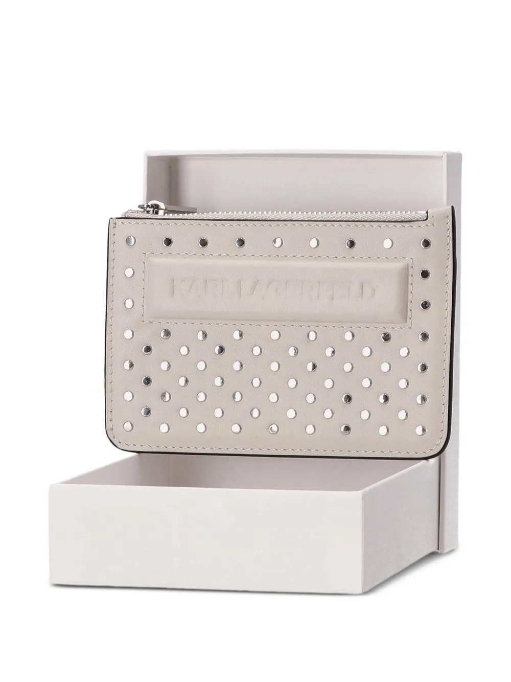 

Кошелек на молнии с украшением в виде заклепок Karl Lagerfeld, бежевый