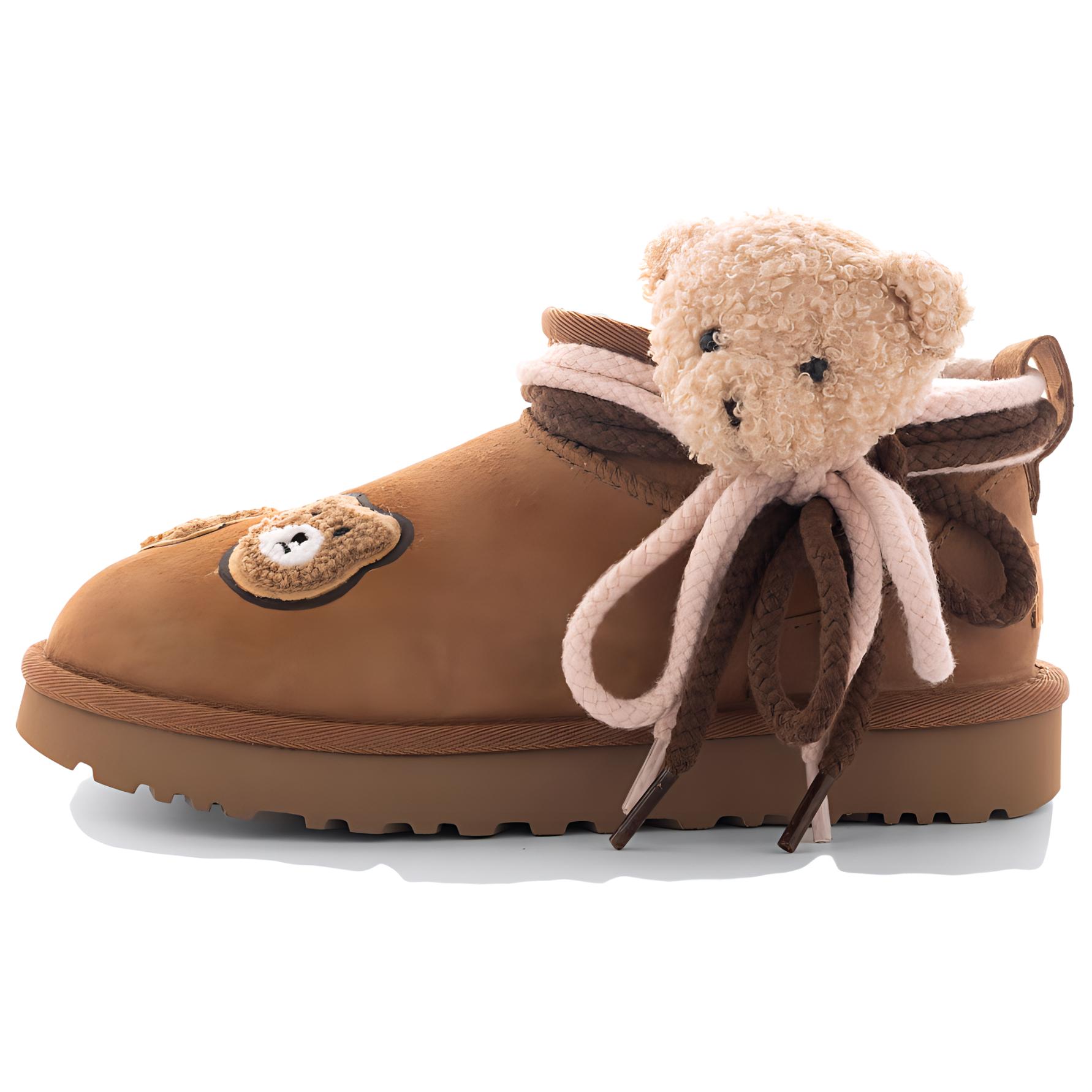 

UGG Классические блестящие миниатюрные милые медвежьи тёплые и износостойкие короткие зимние сапоги унисекс коричневый, цвет Brown
