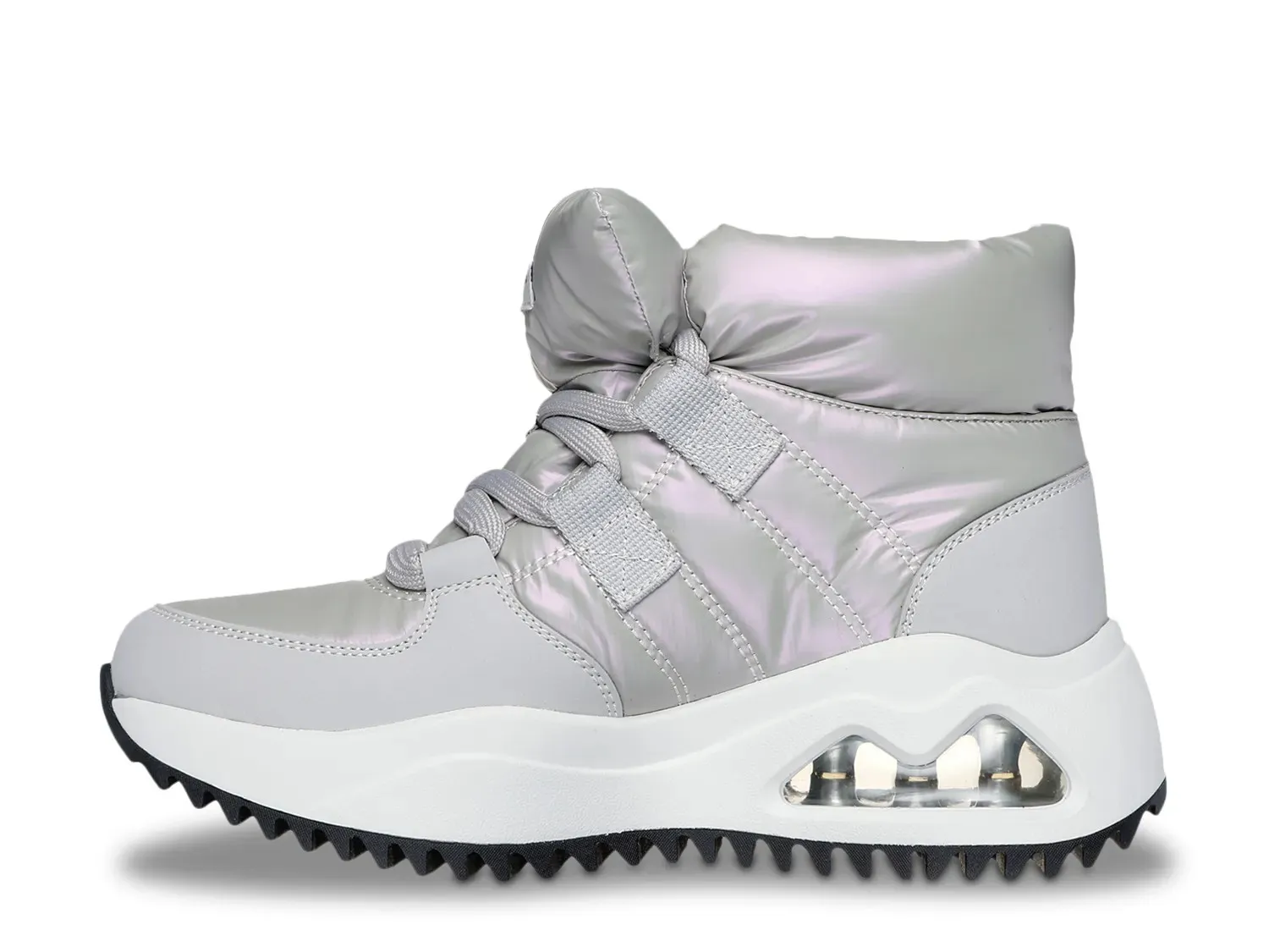 Ботинки женские зимние Skechers Uno Peaks из нейлона на шнуровке, серебристый металлик — фото 3