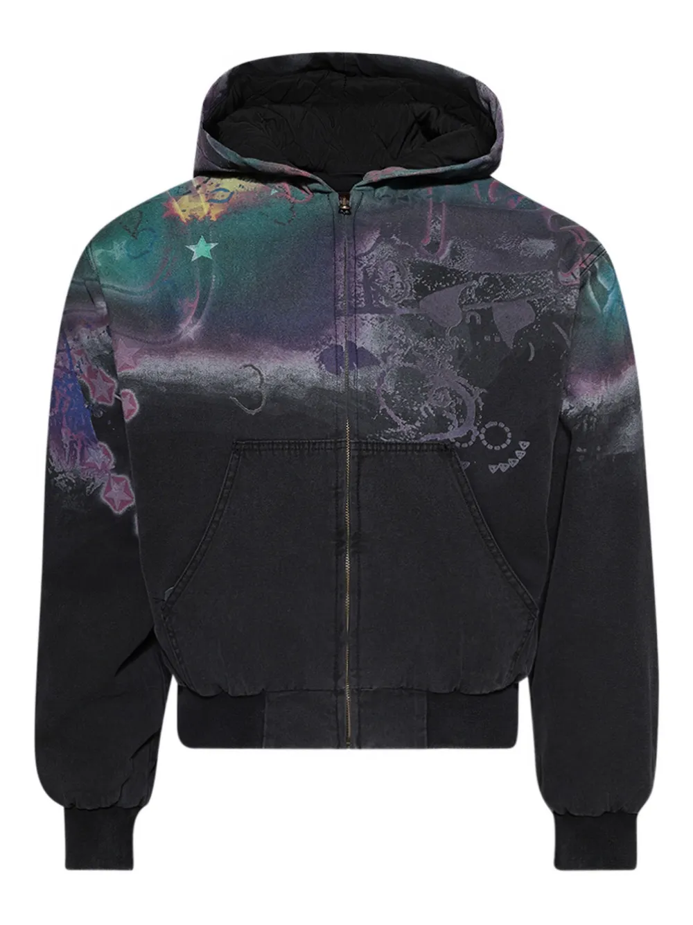 

Худи на молнии с абстрактным принтом Praying, черный