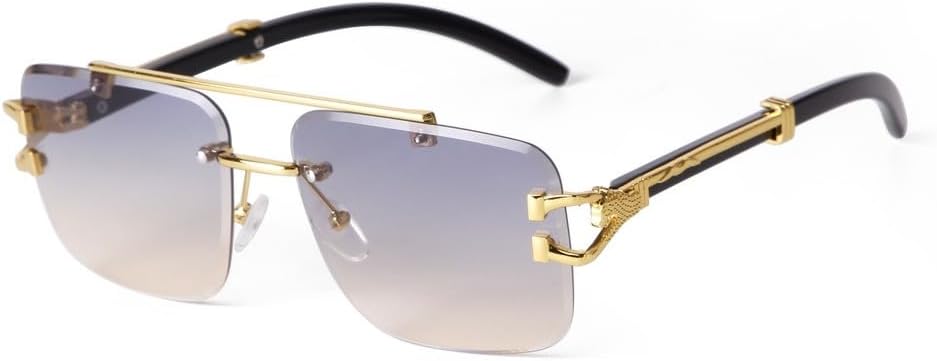 

Солнцезащитные очки LVTFCO с изображением головы леопарда, без оправы, для женщин и мужчин, с двойной перемычкой, винтажные прямоугольные солнцезащитные очки для мужчин, C8