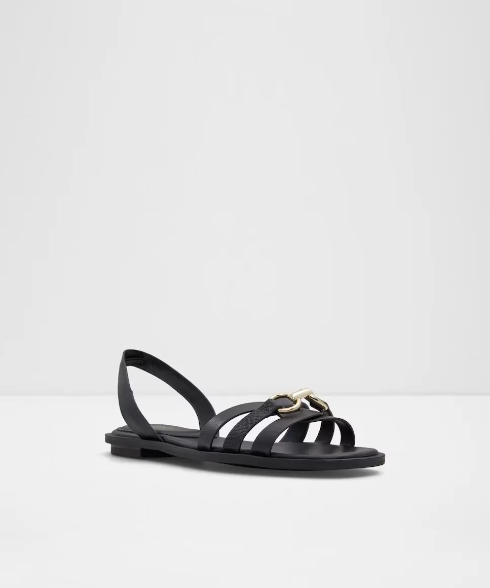 Женские сандалии на плоской подошве с квадратным носком Aldo, черный — фото 4