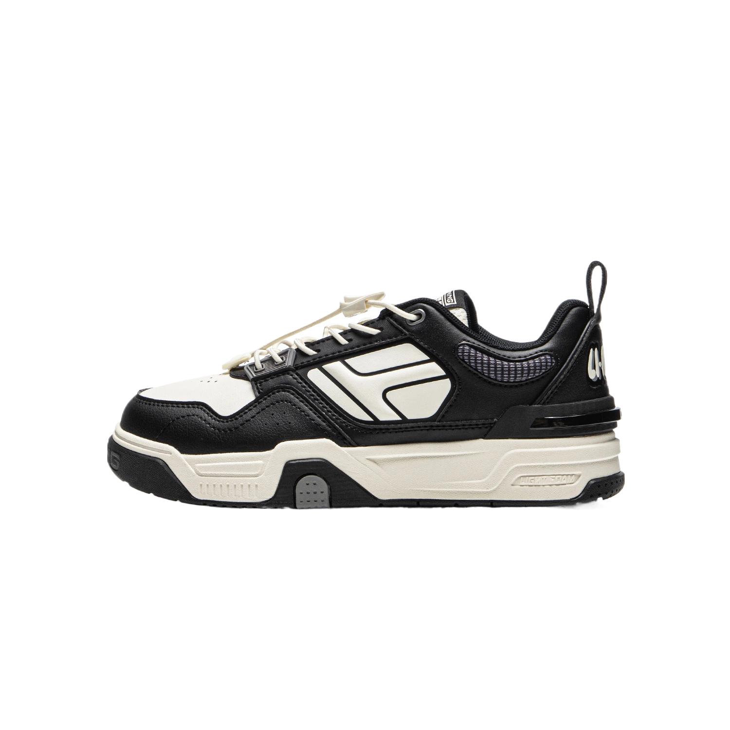 

SKATE 80S Sports Lifestyle Rebound Support Низкие детские кроссовки для повседневной жизни LINING YOUNG, черный/слоновая кость