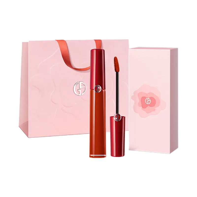 GIORGIO ARMANI Матовый вельветовый блеск для губ 520 Limited Red Tube Box #405 Legend Tomato Red — фото 3