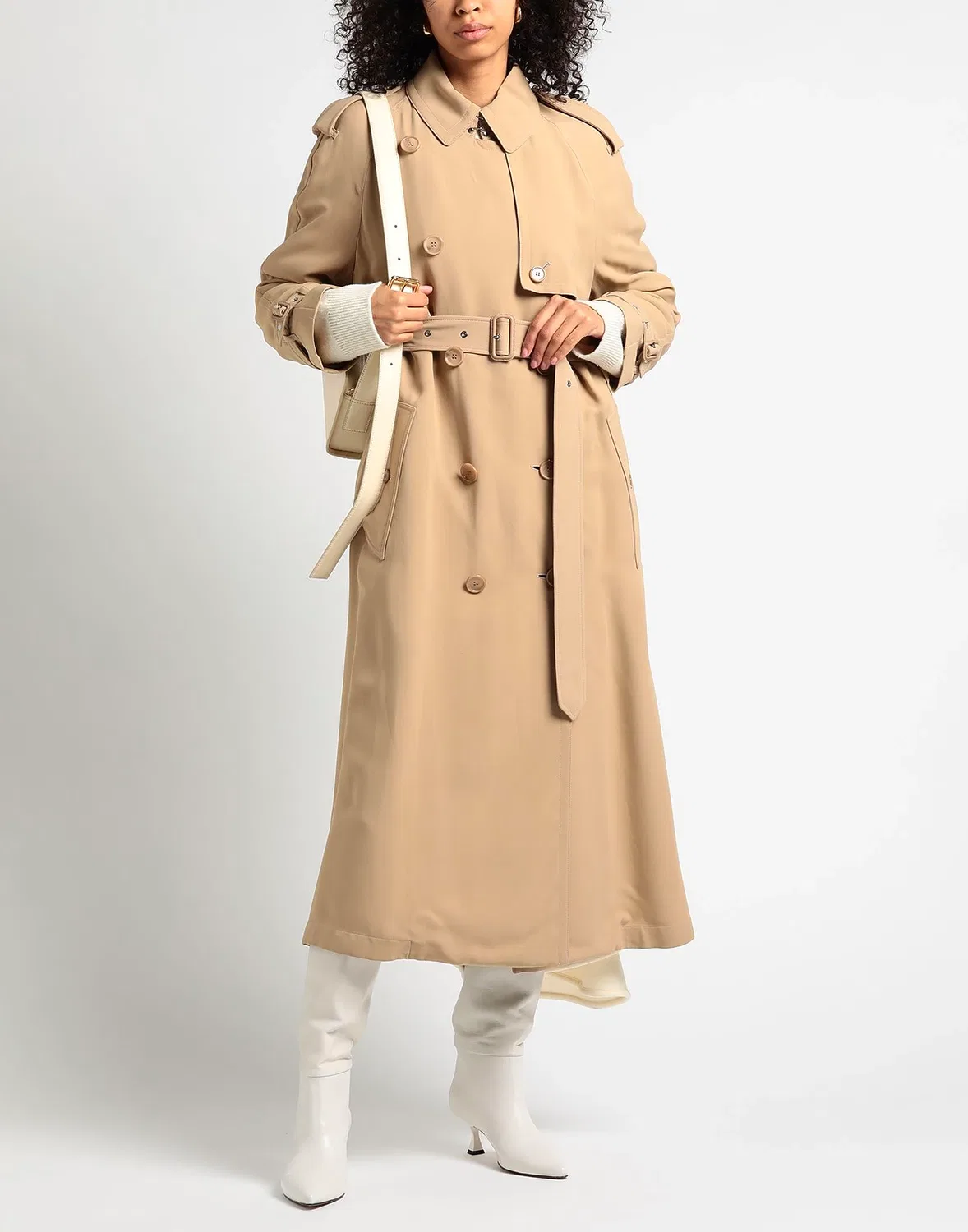 Женское пальто из крепа с длинным рукавом Burberry, бежевый — фото 4